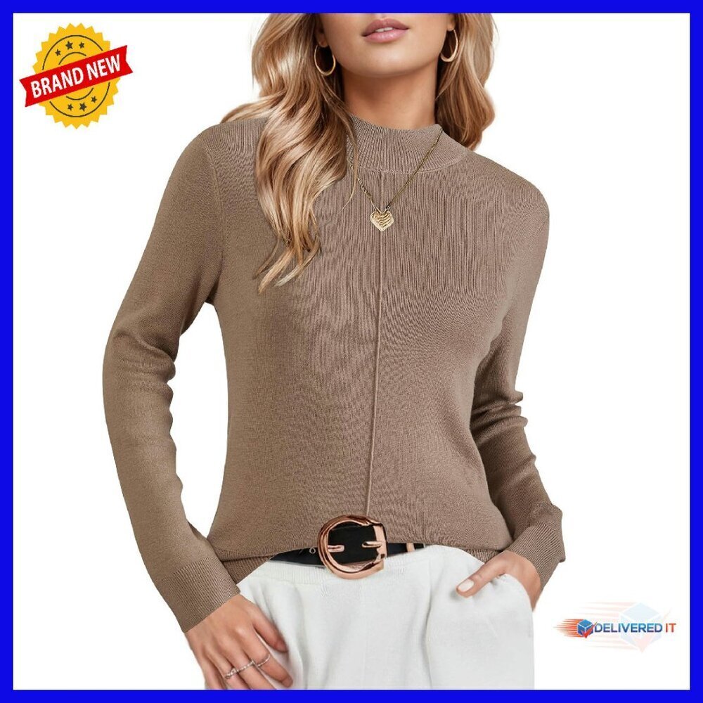Wool Blend Mock Neck Sweater Business Casual Pullover Women's Size